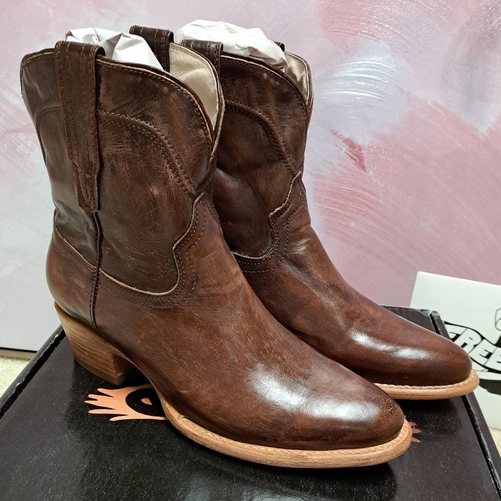 Freebird Zamora Cognac Leather Booties Size 9